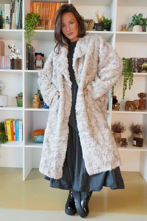 Paloma Dusk Premium Faux Fur Coat Grey Mist